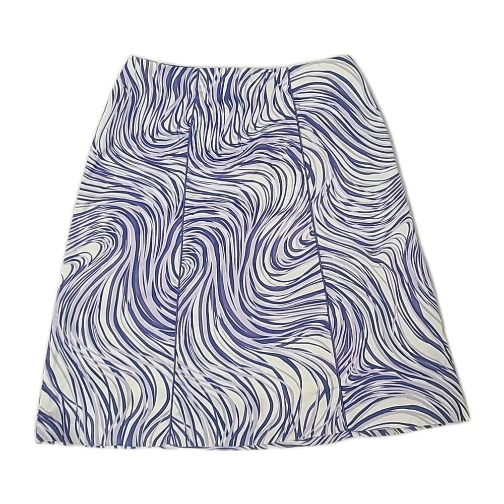 Studio G Skirt A Line Skirt Blue Swirl Cottage Chic W Side Zip Sz 10